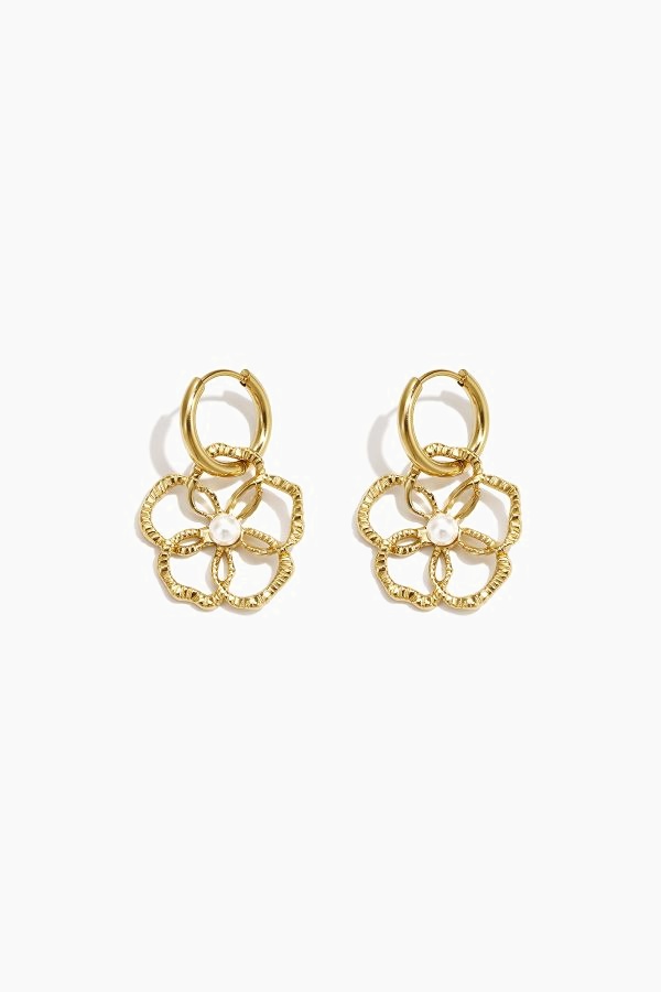Bloem Druppel Oorbellen 14K Goldplated